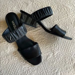 Vaneli Black Leather Slide Sandals